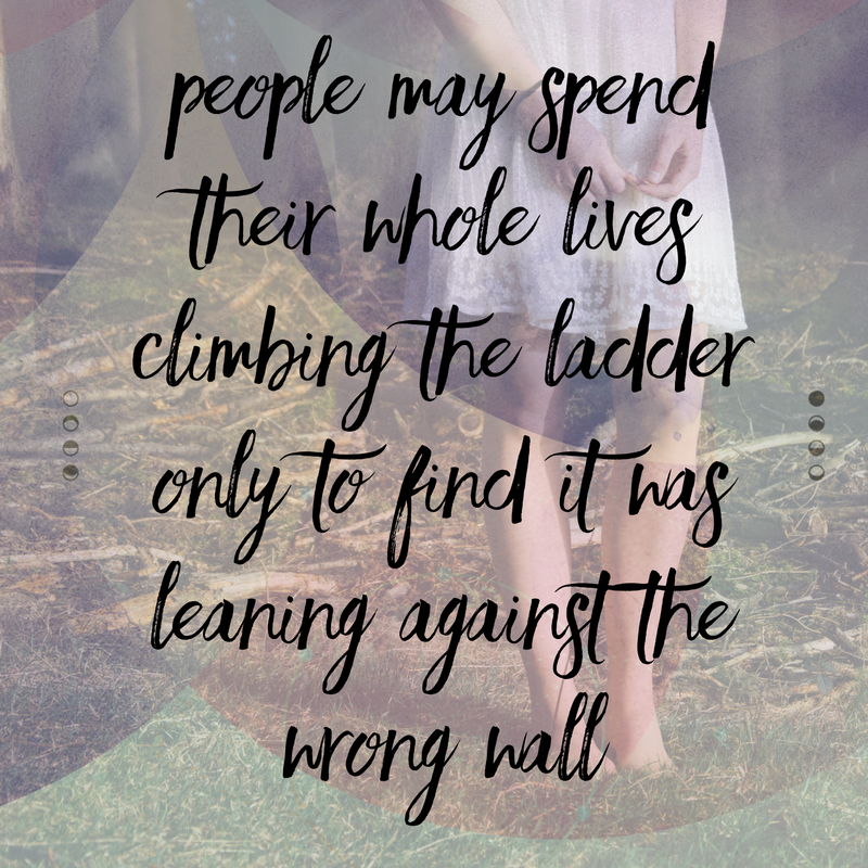 People may spend their whole lives climbing the ladder only to find it was leaning against the wrong wall