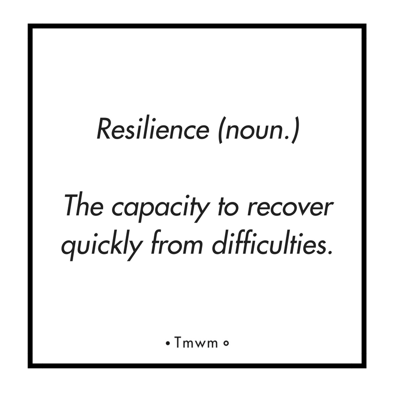 Resilience (noun.): The capacity to recover quickly from difficulties